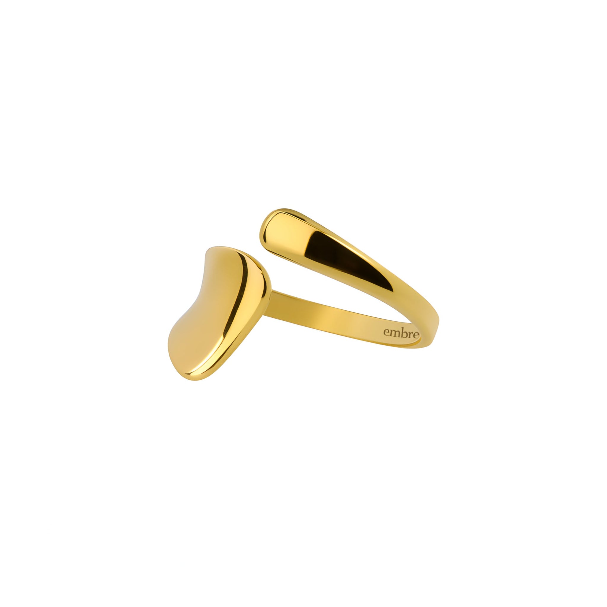 Gold ring with a unique design on a white background