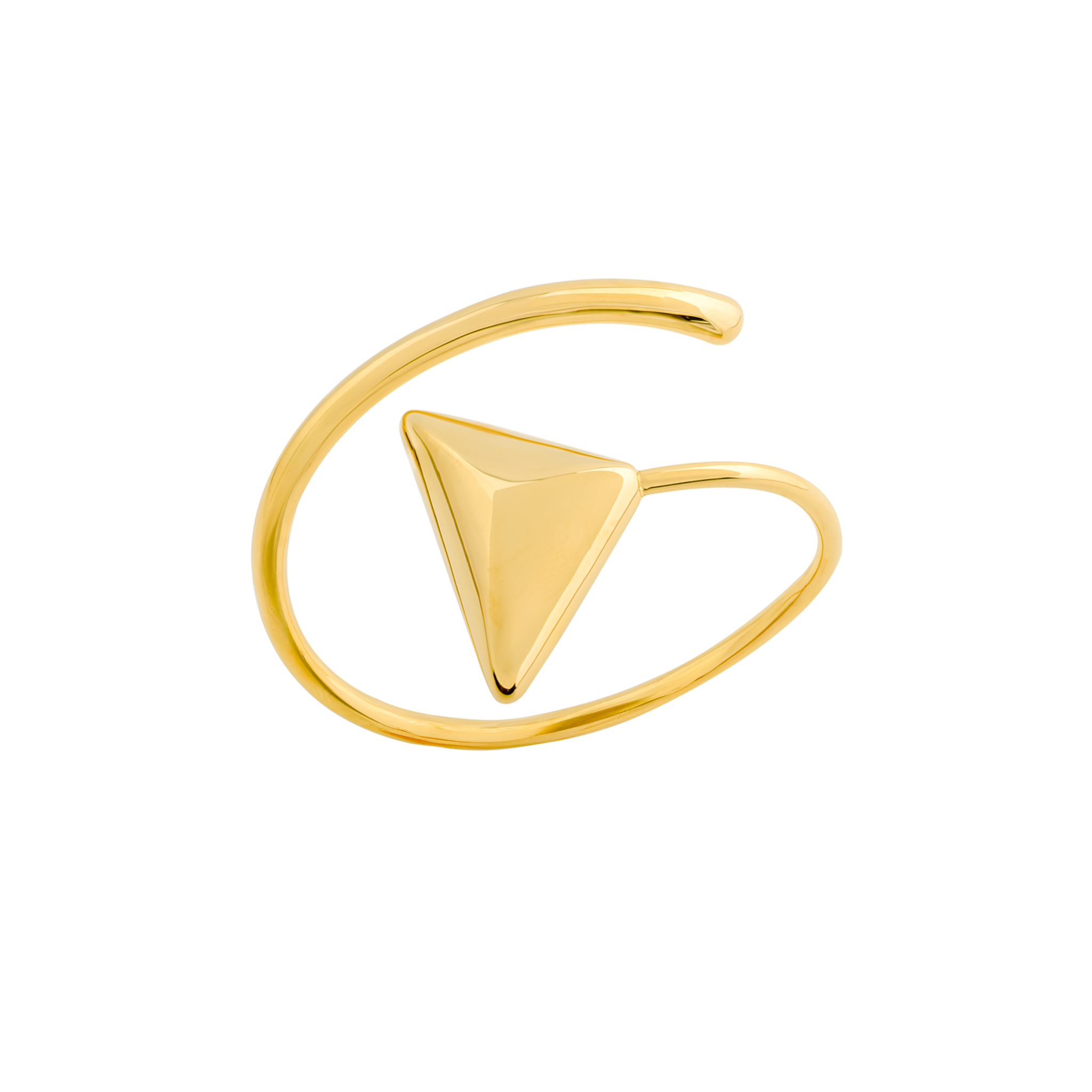 18K Gold-plated bracelet featuring a triangular centerpiece and open-loop design, blending geometric elegance with modern simplicity.