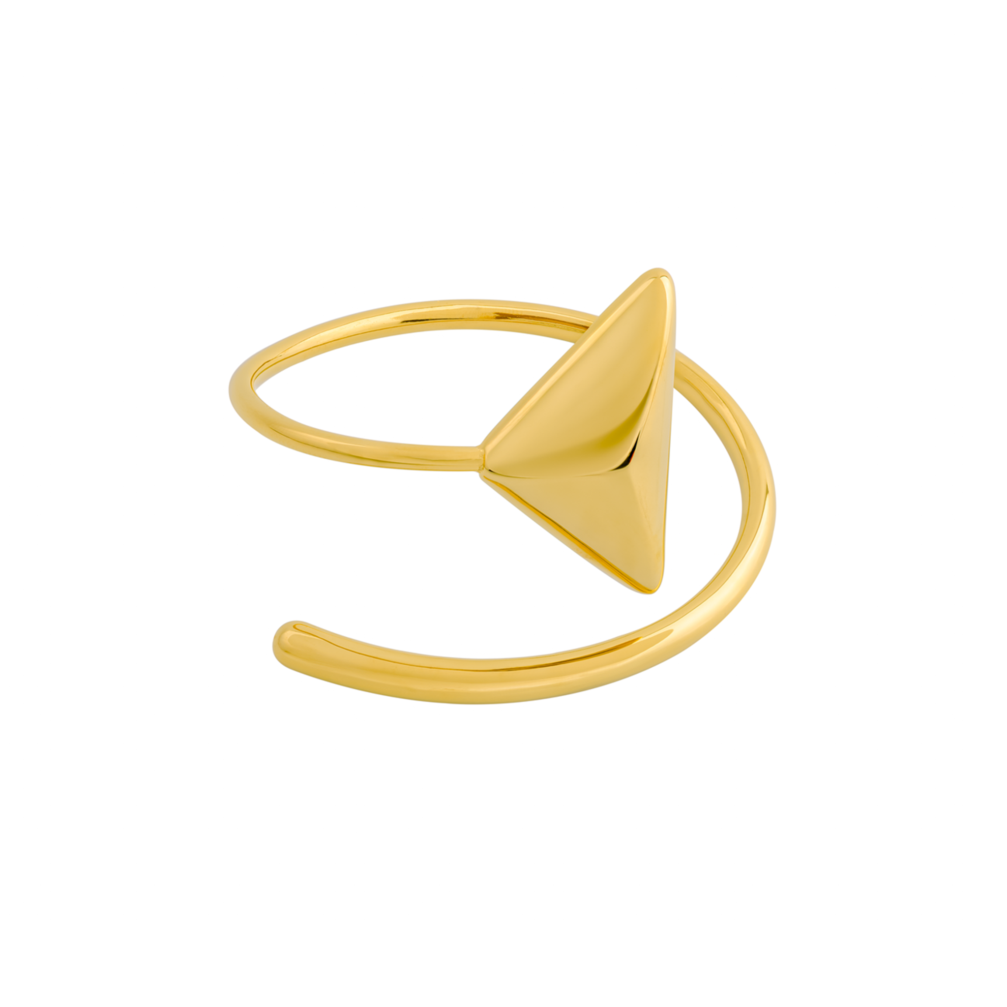 18K Gold-plated bracelet featuring a triangular centerpiece and open-loop design, blending geometric elegance with modern simplicity.