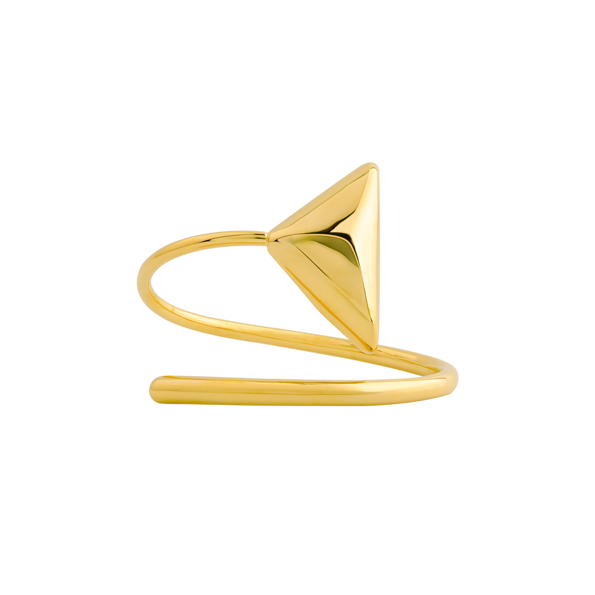 18K Gold-plated bracelet featuring a triangular centerpiece and open-loop design, blending geometric elegance with modern simplicity.