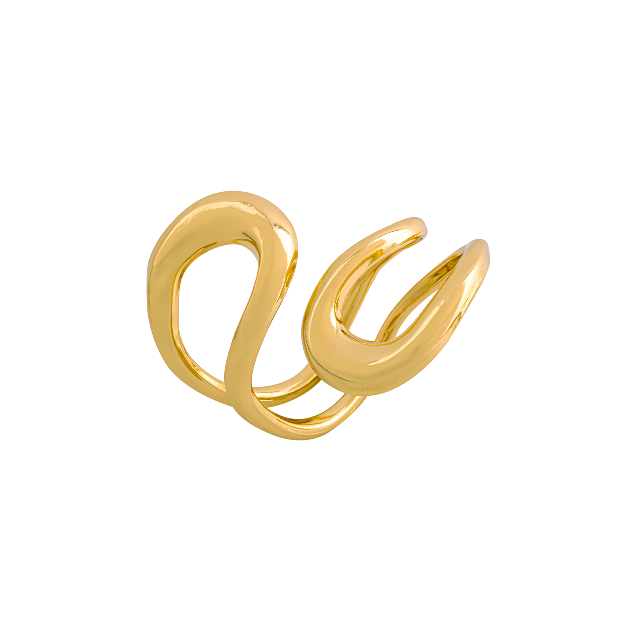 Gold-plated bracelet with intertwining curves and a glossy, minimalist design for a modern statement.