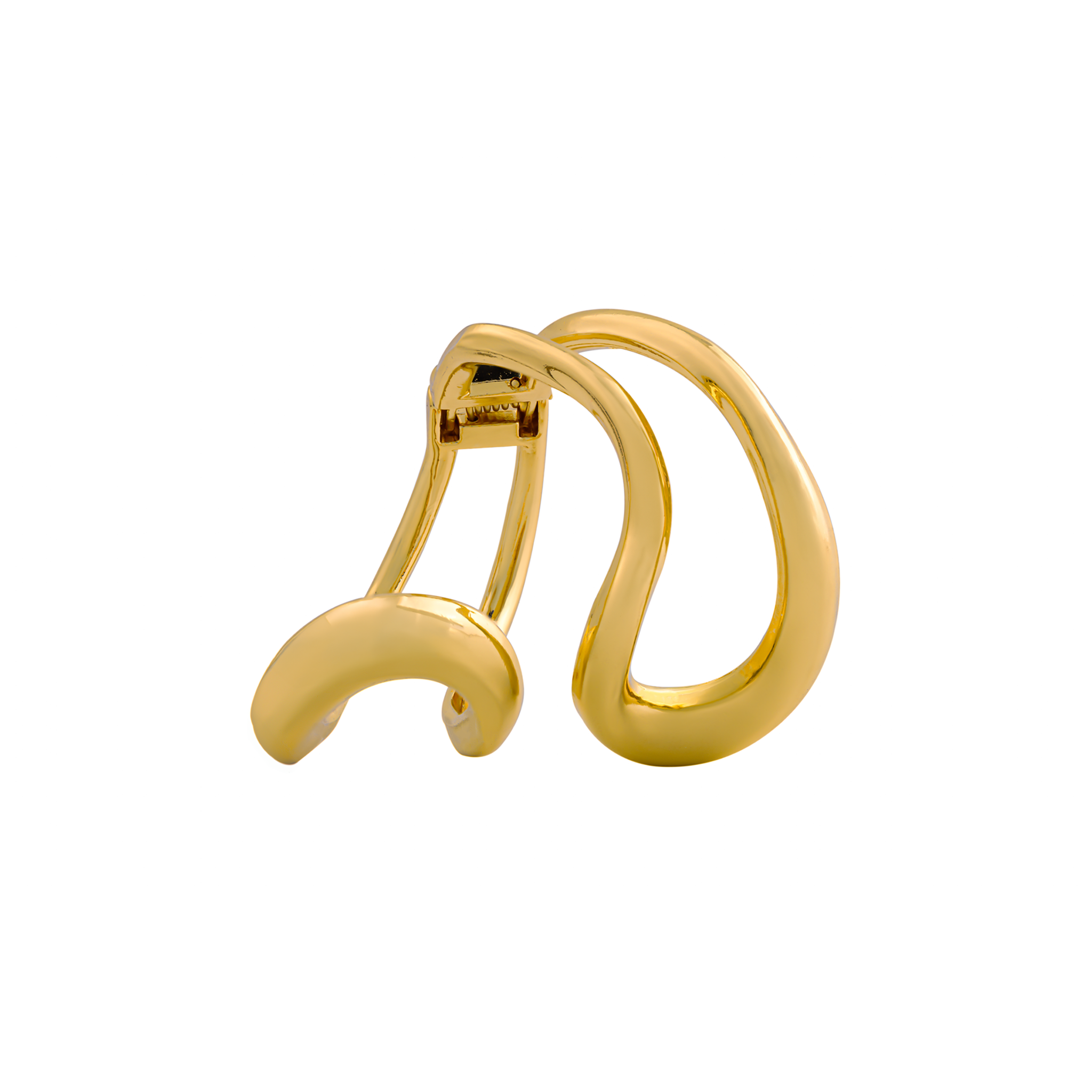 Gold-plated bracelet with intertwining curves and a glossy, minimalist design for a modern statement.