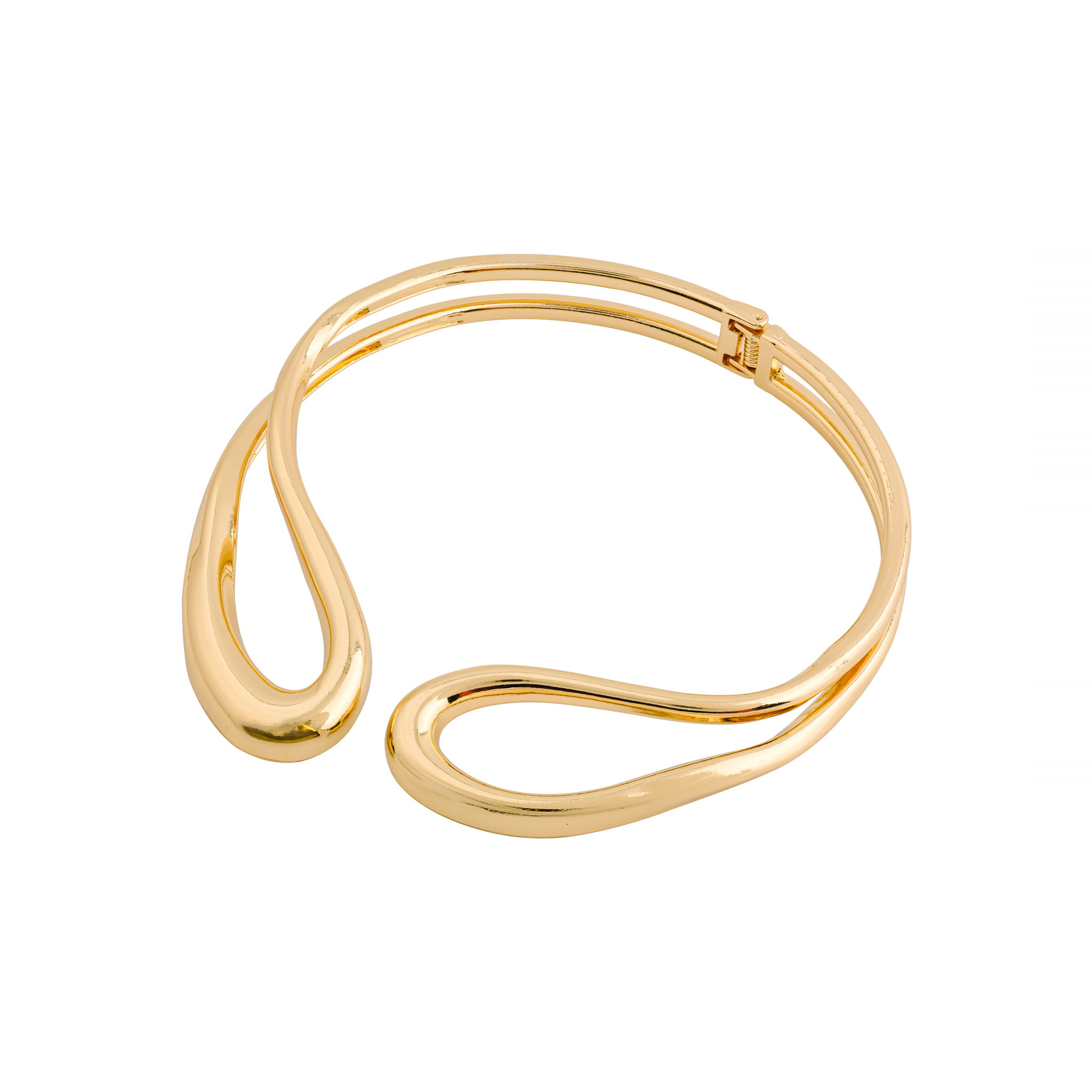 18K gold-plated open choker necklace featuring smooth, flowing curves and a sleek, minimalist design.