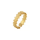 18K gold-plated adjustable ring featuring a unique interlocking pattern and a polished finish for a modern edge.