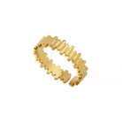 18K gold-plated adjustable ring featuring a unique interlocking pattern and a polished finish for a modern edge.
