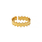 18K gold-plated adjustable ring featuring a unique interlocking pattern and a polished finish for a modern edge.