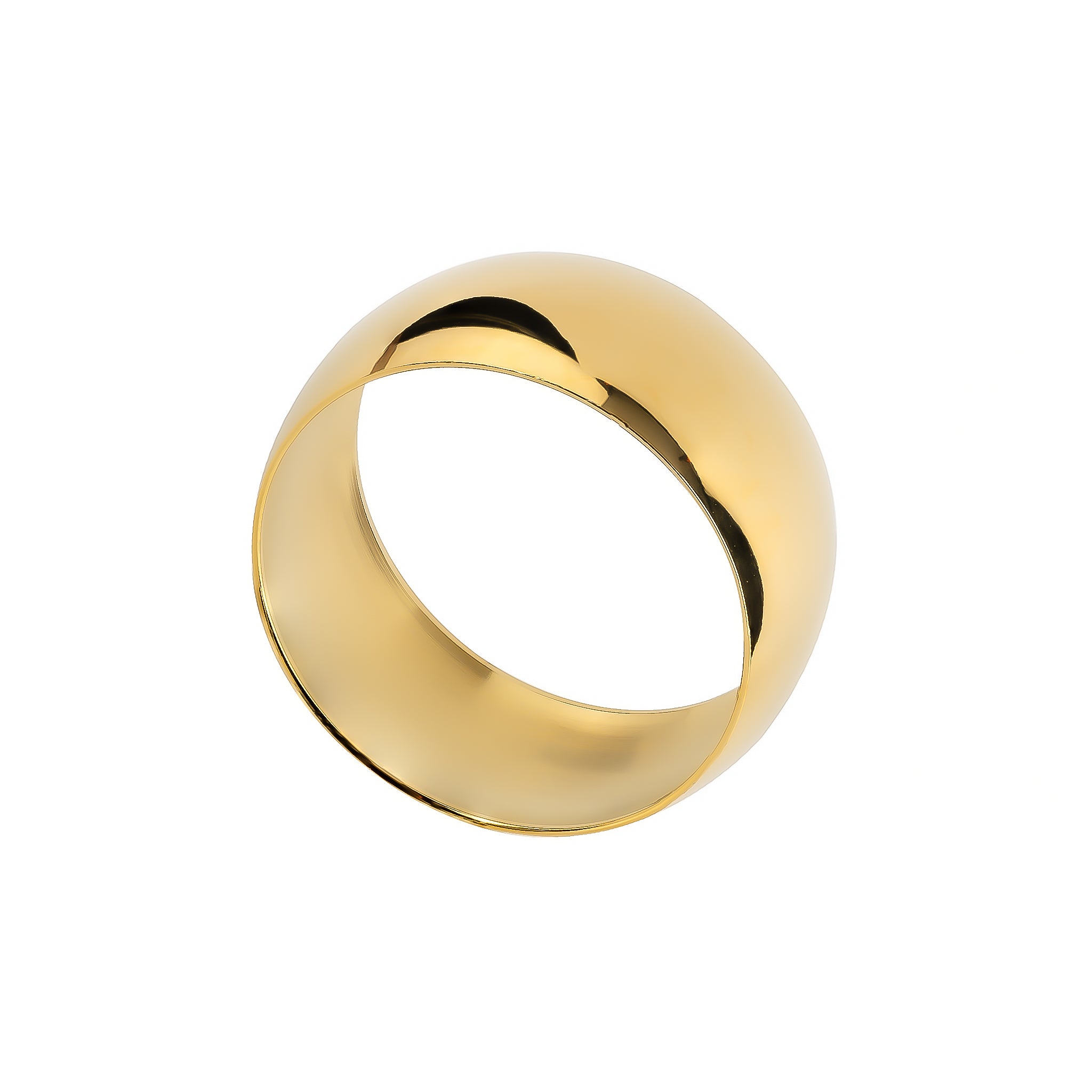8K gold-plated wide bracelet with a smooth, polished finish, offering a bold and luxurious statement.
