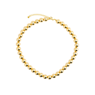 18K gold-plated ball chain necklace featuring polished spherical beads and an adjustable clasp for timeless elegance.