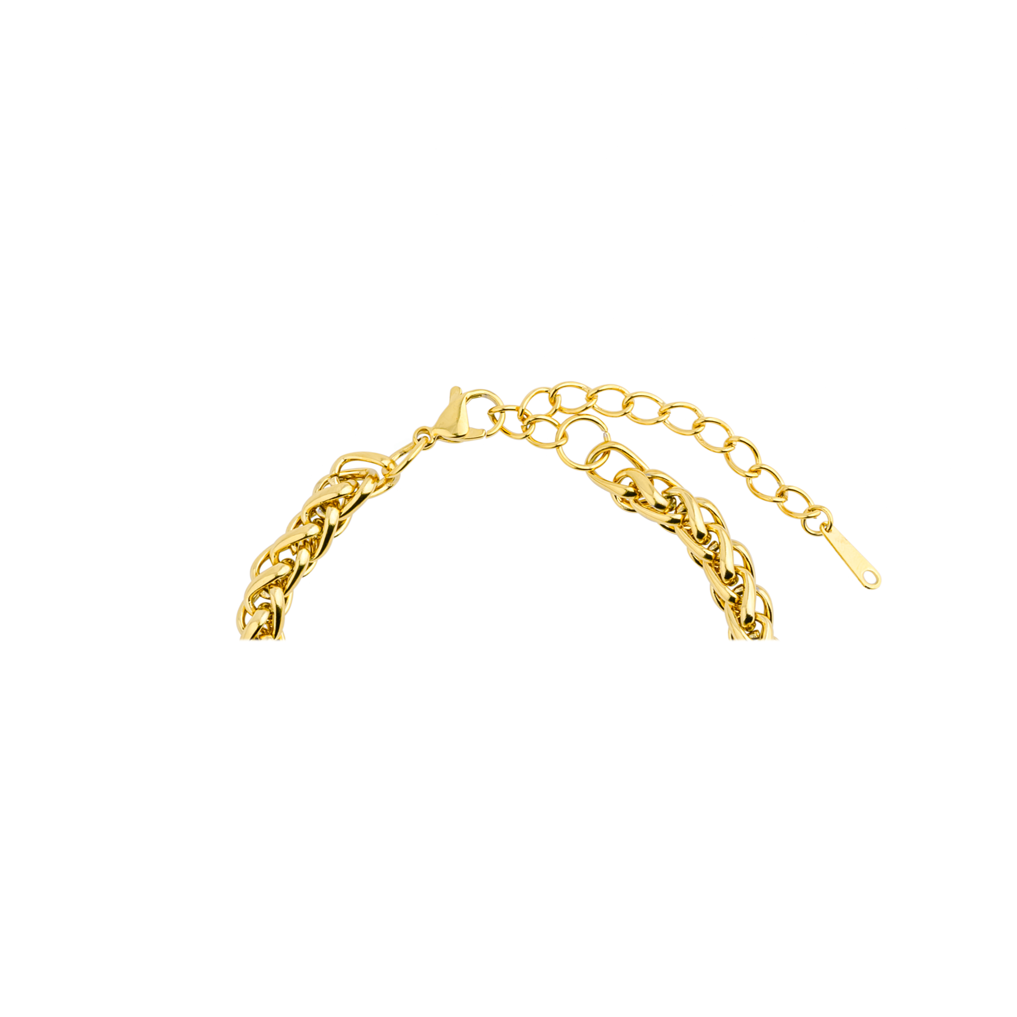 18K gold-plated braided chain bracelet with a polished finish and adjustable clasp, offering a refined and versatile accessory.
