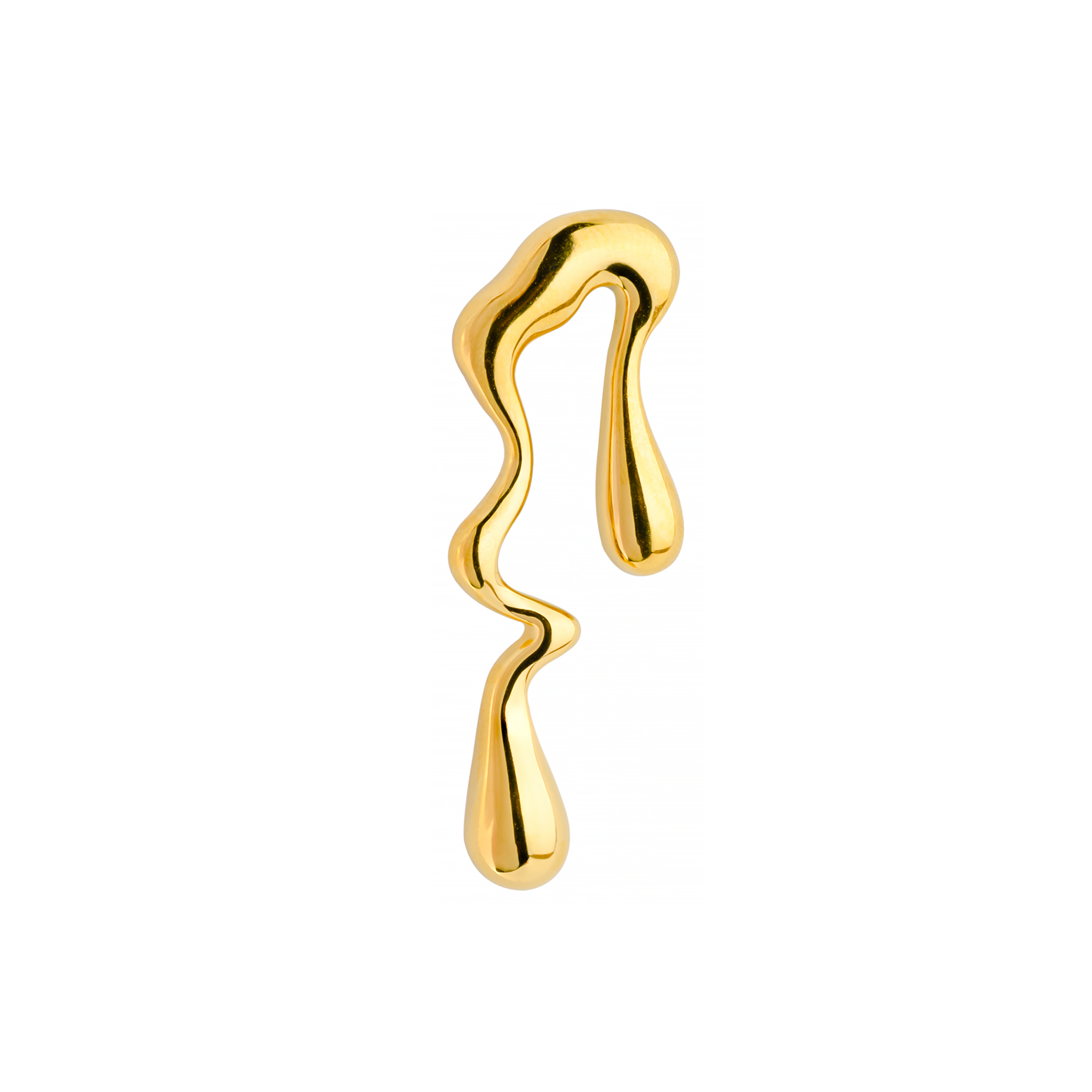 18K gold-plated abstract drop earrings with fluid, asymmetrical designs and a polished finish for a modern, artistic statement.