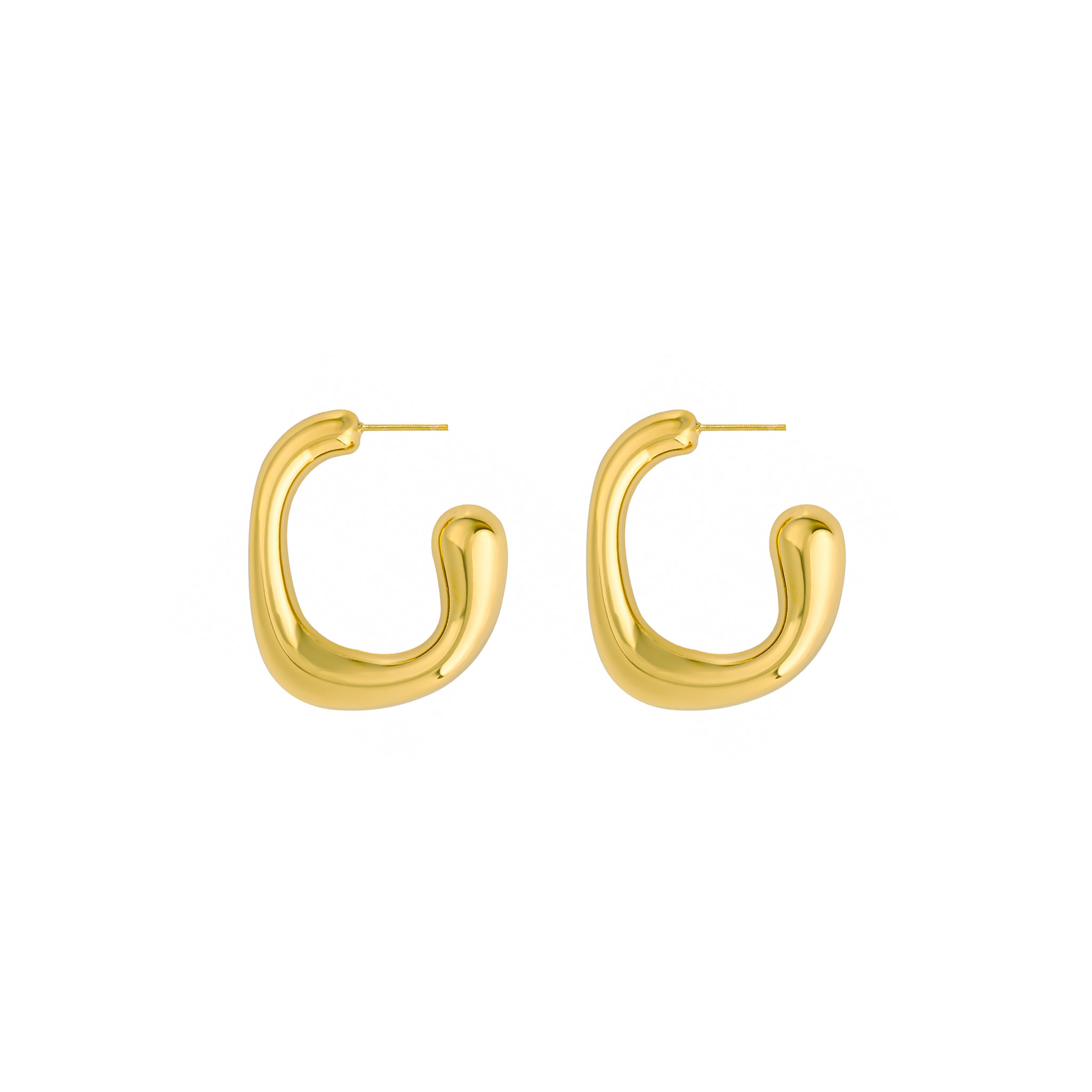 18K gold-plated bold curved hoop earrings, designed to make a statement with their sculptural allure.