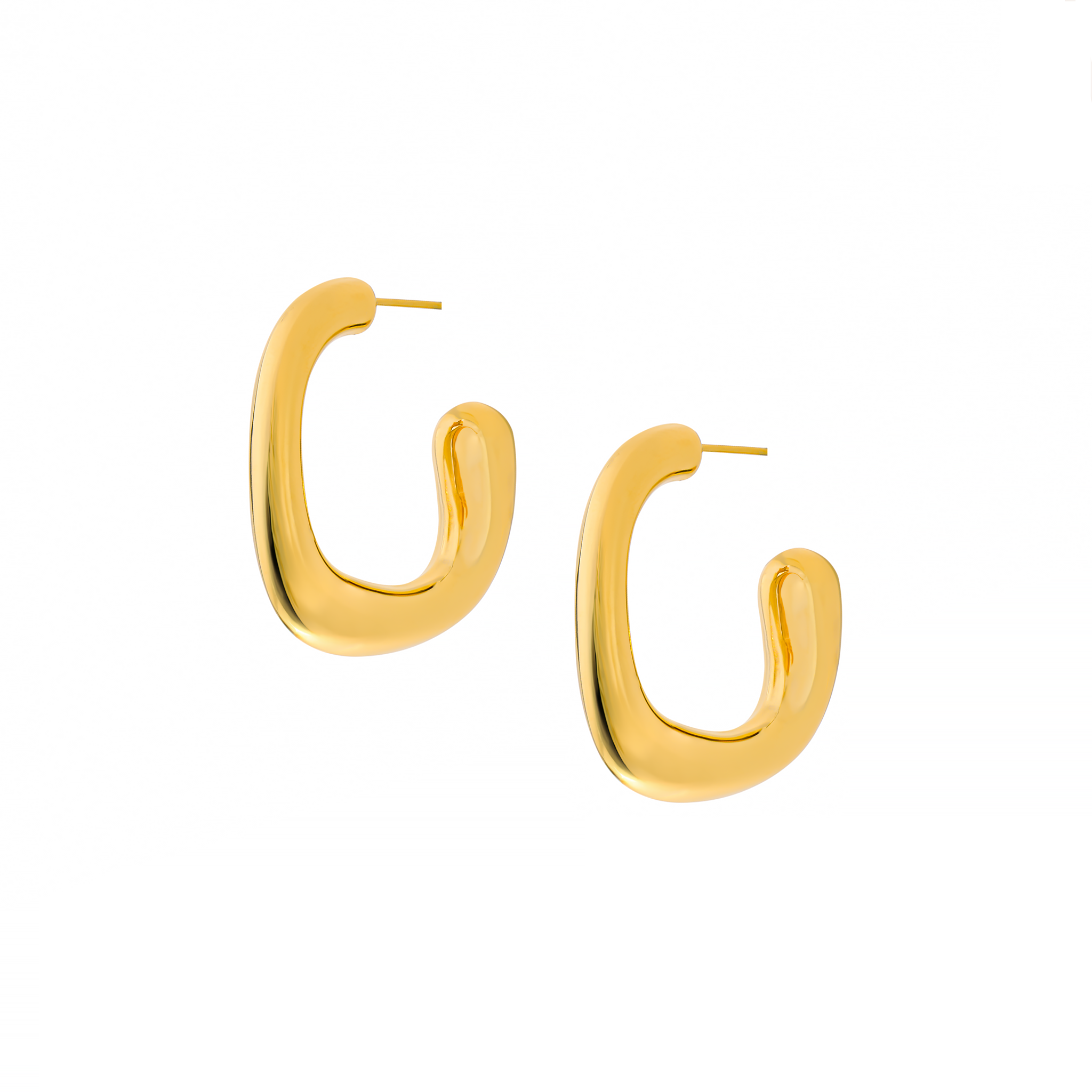 18K gold-plated bold curved hoop earrings, designed to make a statement with their sculptural allure.