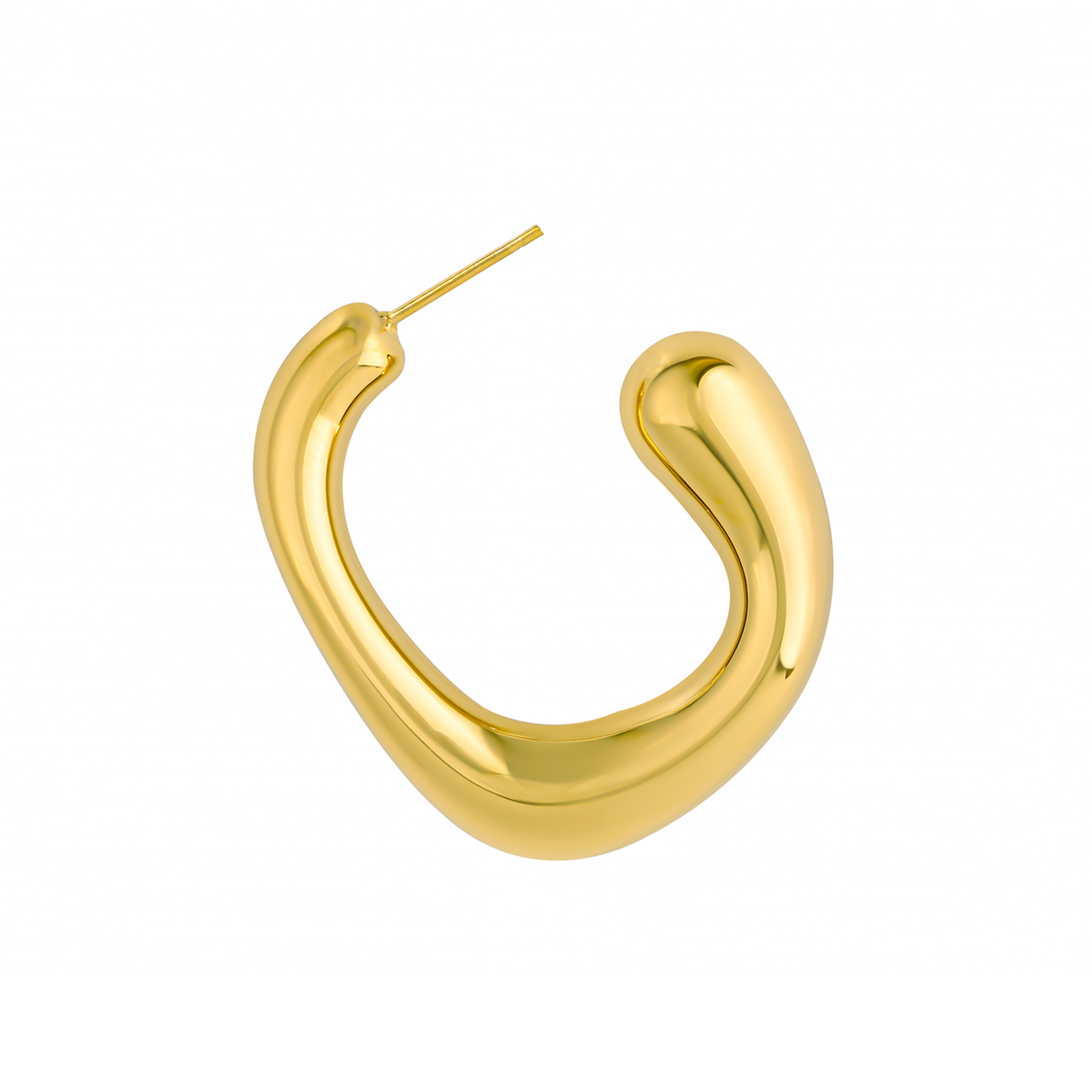 18K gold-plated bold curved hoop earrings, designed to make a statement with their sculptural allure.