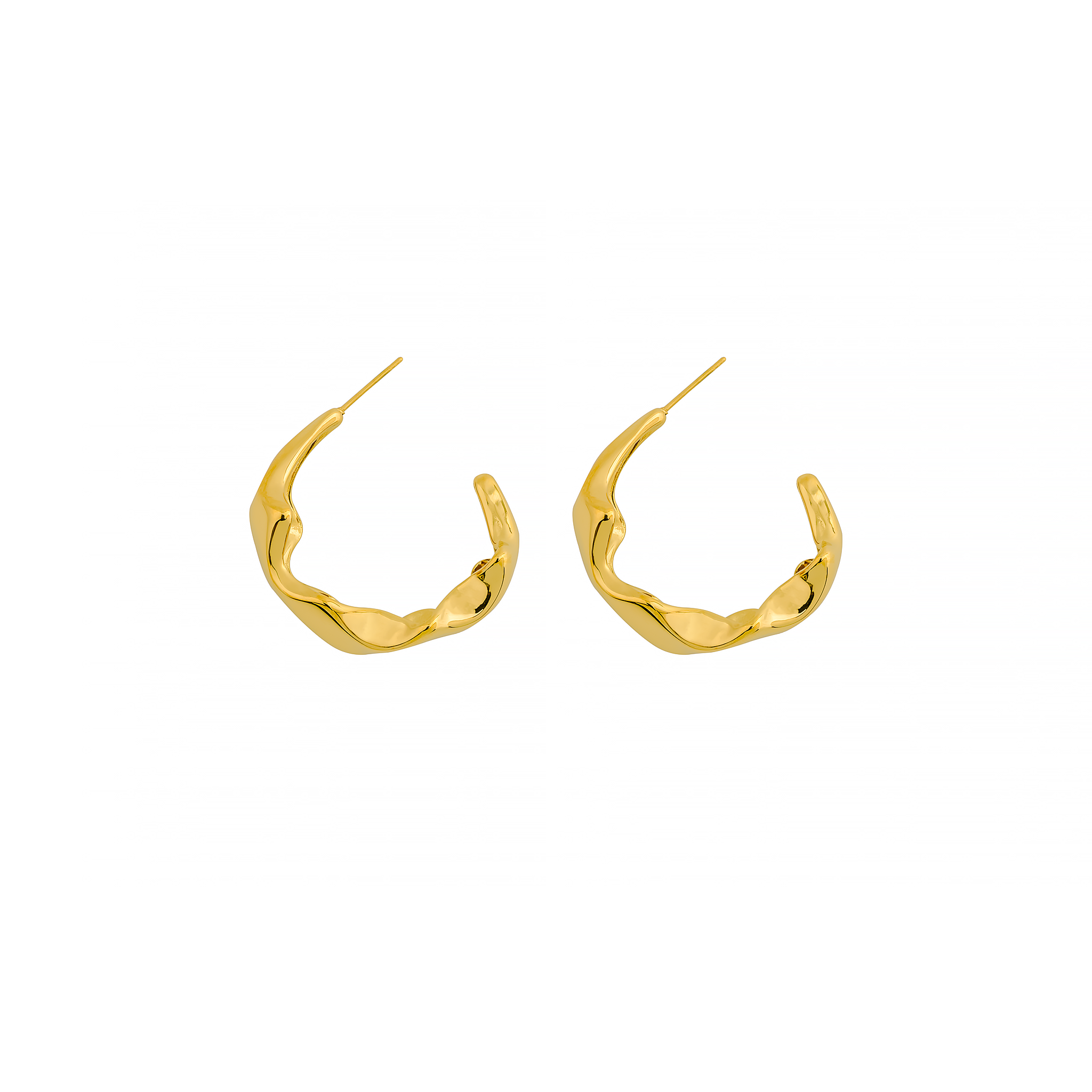 18K gold-plated organic hoop earrings, featuring a fluid and sculptural design for a bold yet elegant statement.