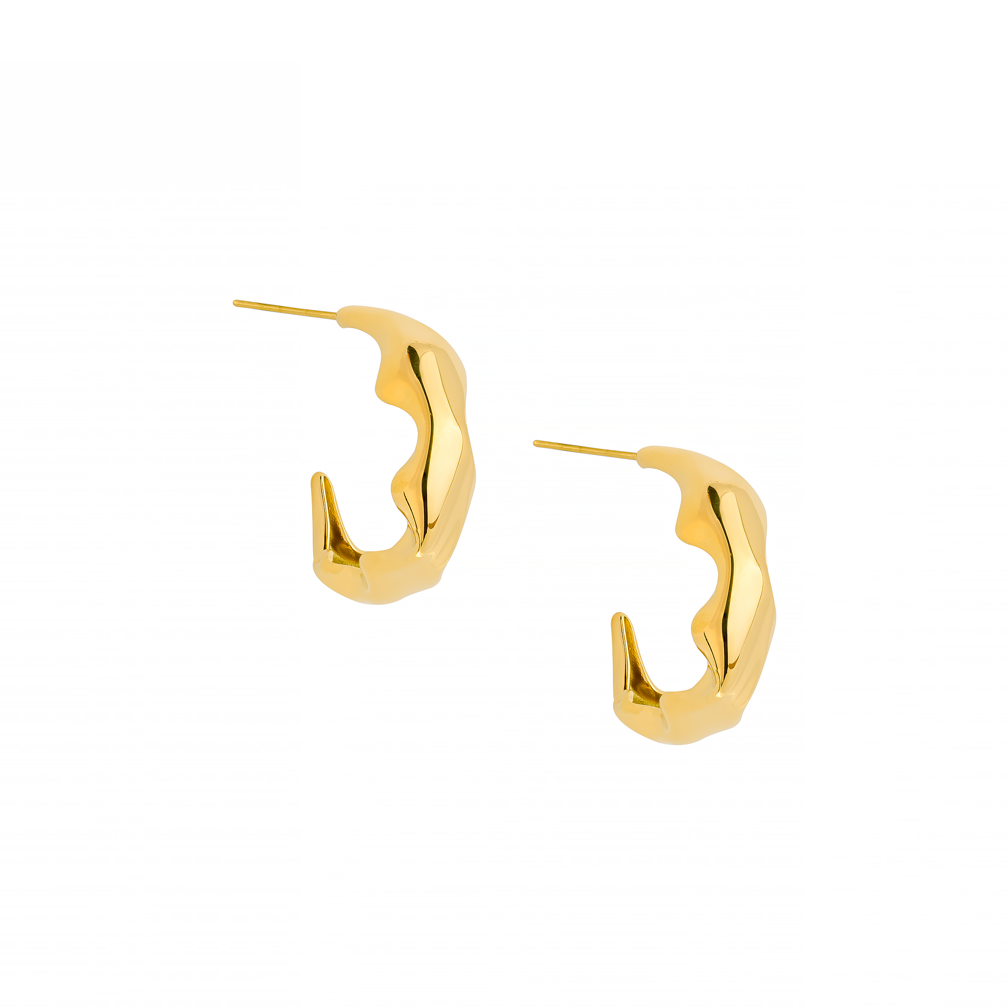 18K gold-plated organic hoop earrings, featuring a fluid and sculptural design for a bold yet elegant statement.
