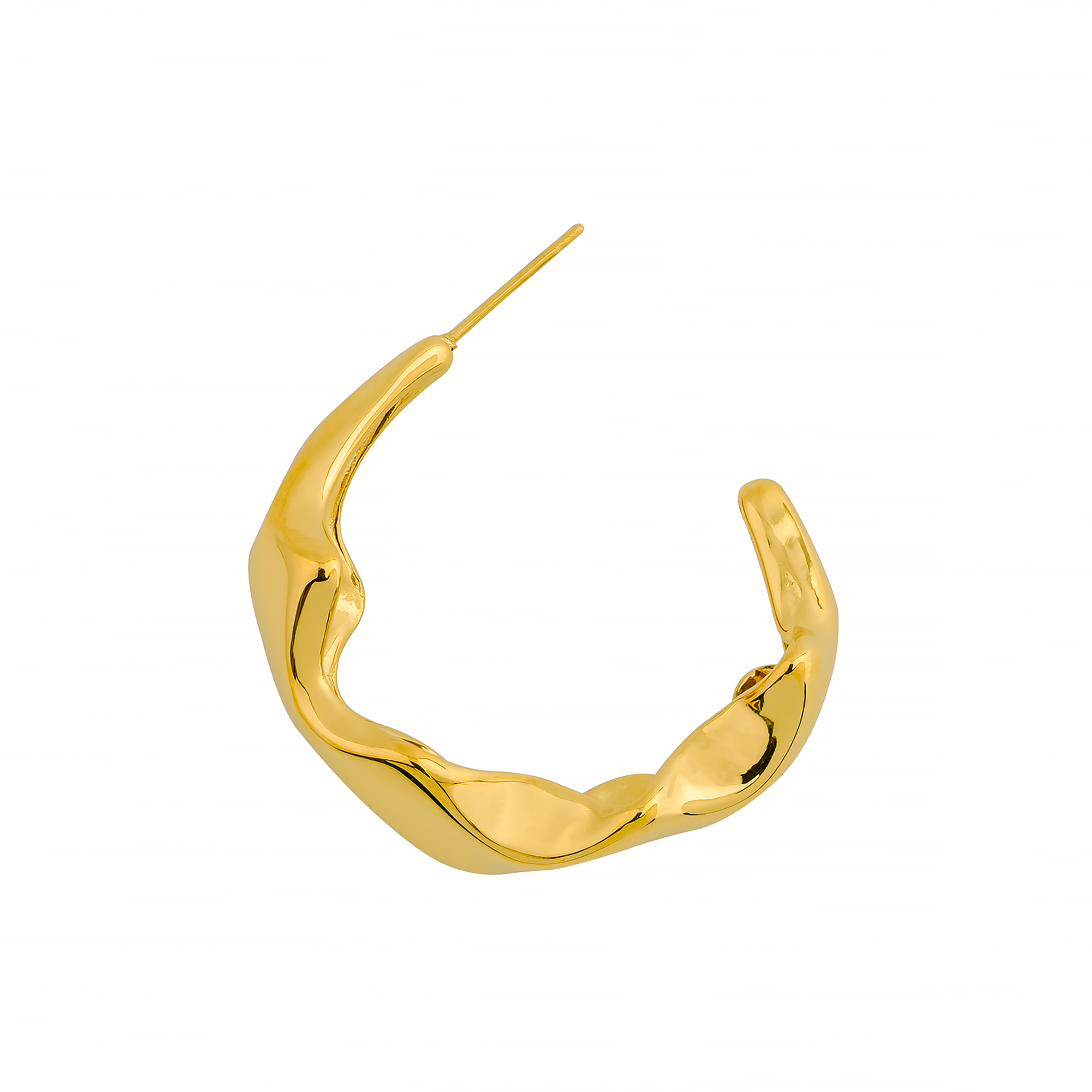 18K gold-plated organic hoop earrings, featuring a fluid and sculptural design for a bold yet elegant statement.