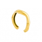 18K gold-plated open cuff bracelet with a minimalist design, offering a sleek and versatile statement piece for everyday elegance.
