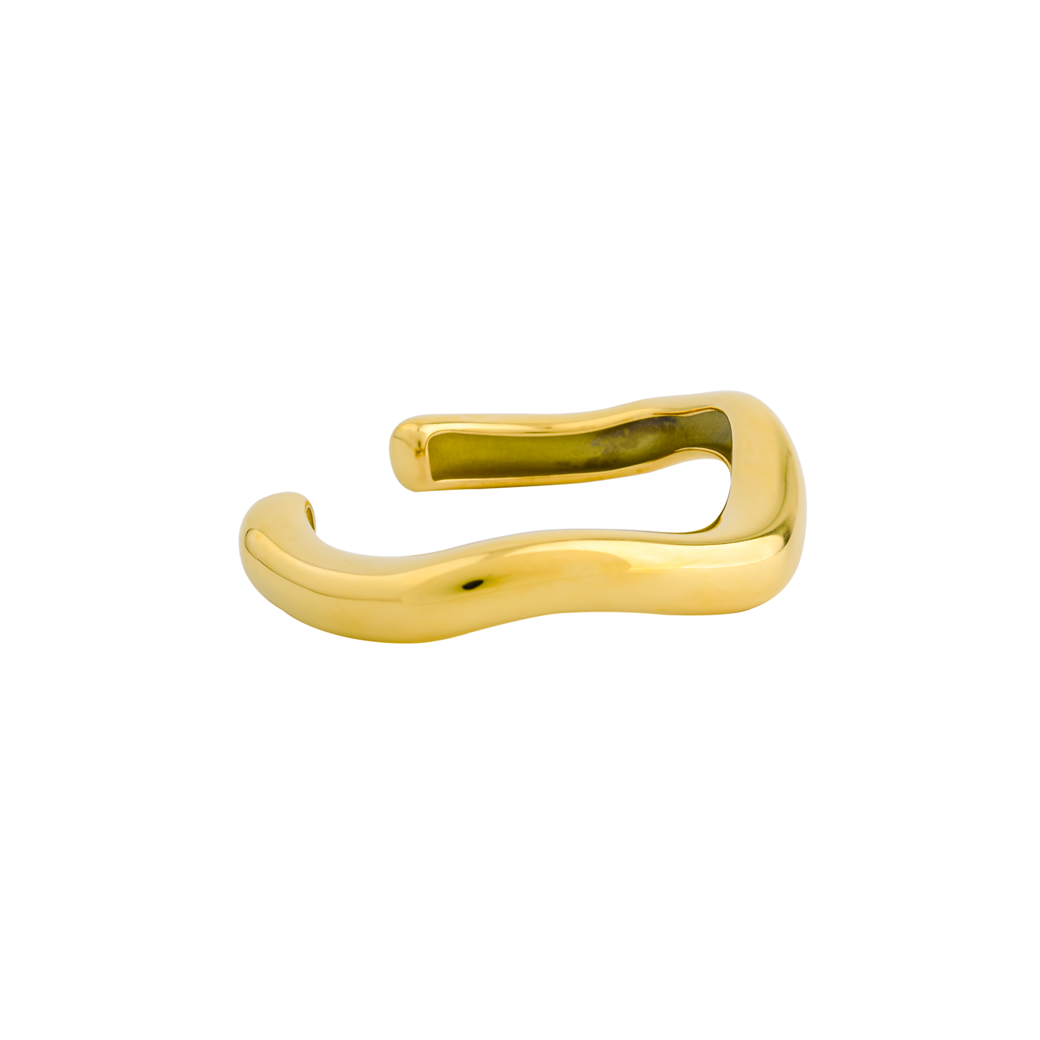 18K gold-plated open cuff bracelet with a minimalist design, offering a sleek and versatile statement piece for everyday elegance.
