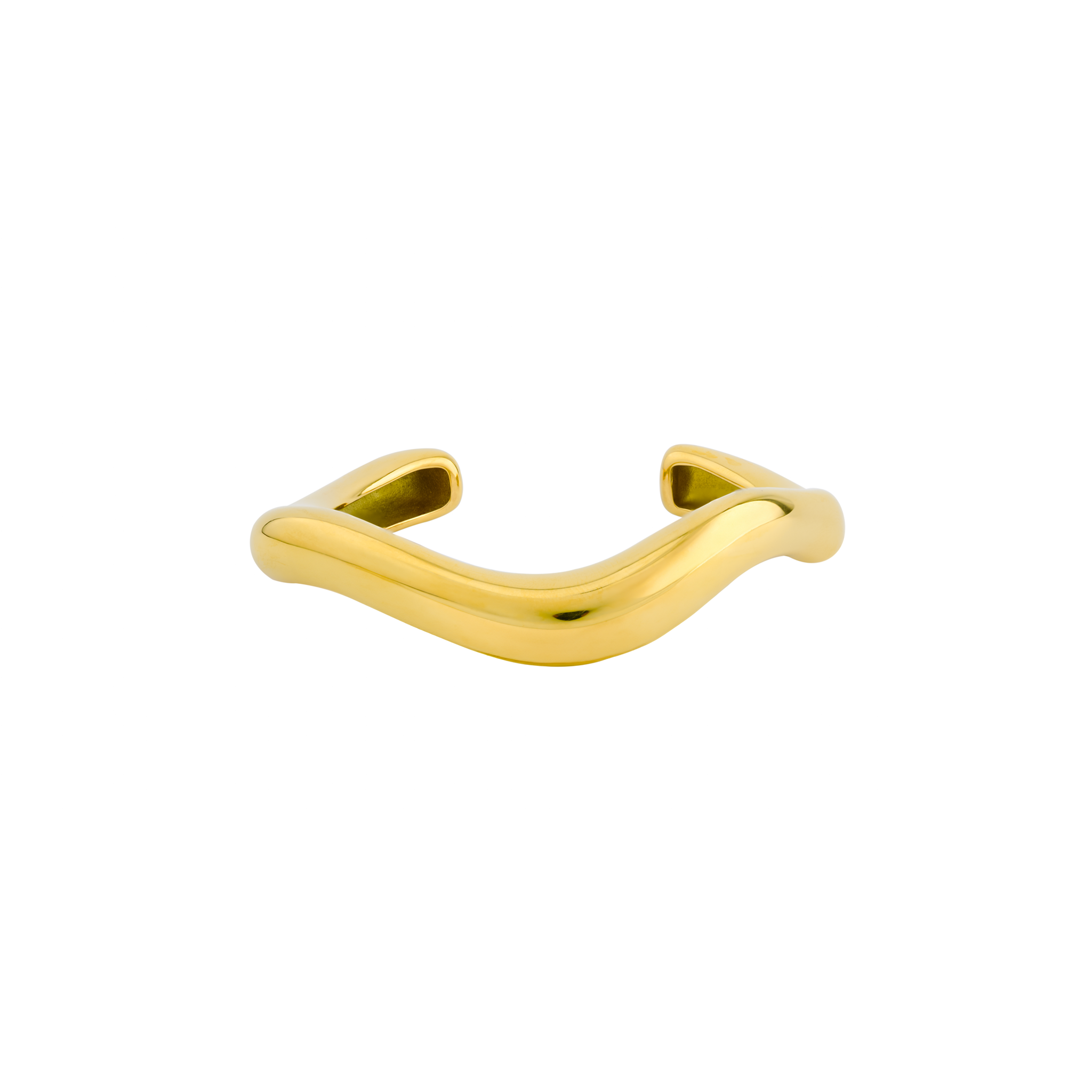 18K gold-plated open cuff bracelet with a minimalist design, offering a sleek and versatile statement piece for everyday elegance.
