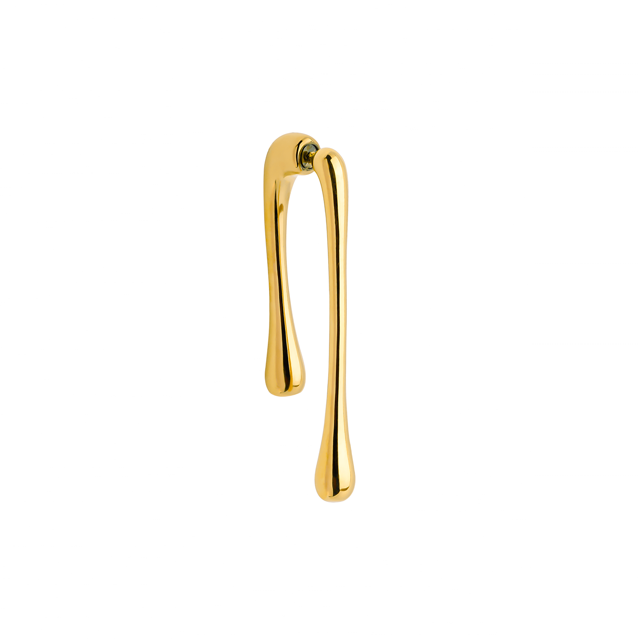18K gold-plated drop earrings with a fluid, elongated design, capturing a modern aesthetic inspired by natural flowing forms.