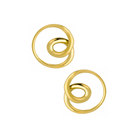 A pair of 18k gold-plated circular hoop earrings featuring an elegant intertwined spiral design, showcasing a polished and radiant surface.