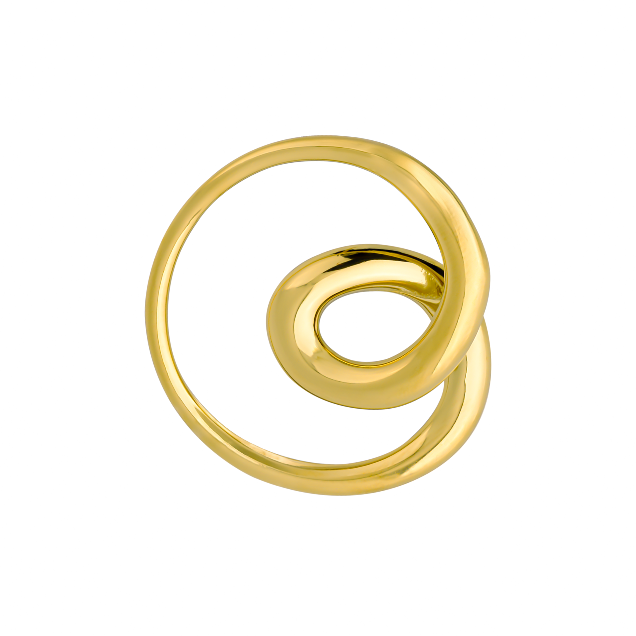 A 18k gold-plated circular hoop earrings featuring an elegant intertwined spiral design, showcasing a polished and radiant surface.