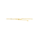 18K gold-plated necklace with a minimalist curved bar pendant suspended on a sleek snake chain, showcasing a modern and refined design.