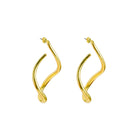 18K gold-plated abstract twisted hoop earrings with a sculptural silhouette, featuring a modern and elegant design.