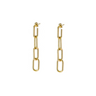 Minimalist 18K gold-plated chain drop earrings with interlinked oval links, creating a modern and elegant statement.