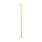 Close-up of a 18K gold-plated chain-link bracelet with a toggle clasp, displaying its sleek, modern design.