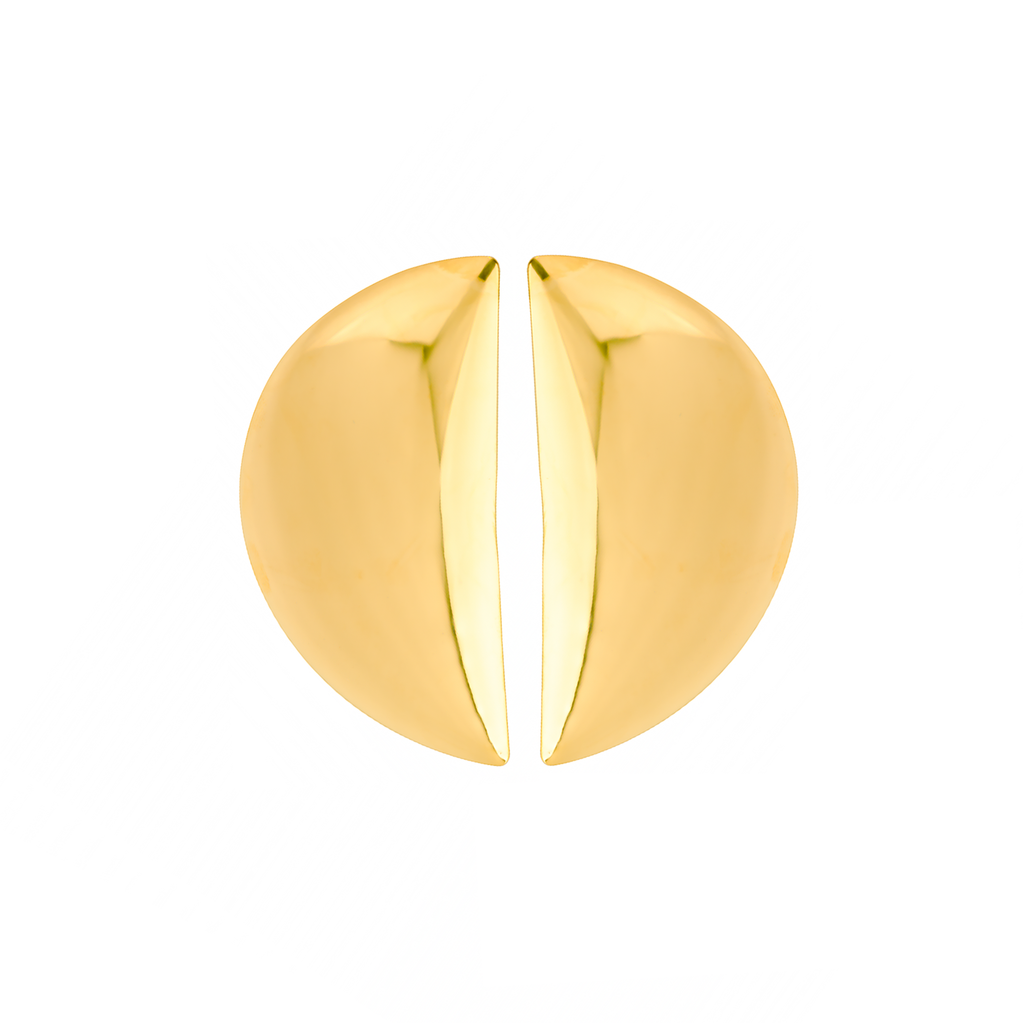 18K gold-plated semi-circle statement earrings showcasing a glossy, dome-shaped design with a split detail for modern elegance.