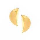 18K gold-plated semi-circle statement earrings showcasing a glossy, dome-shaped design with a split detail for modern elegance.
