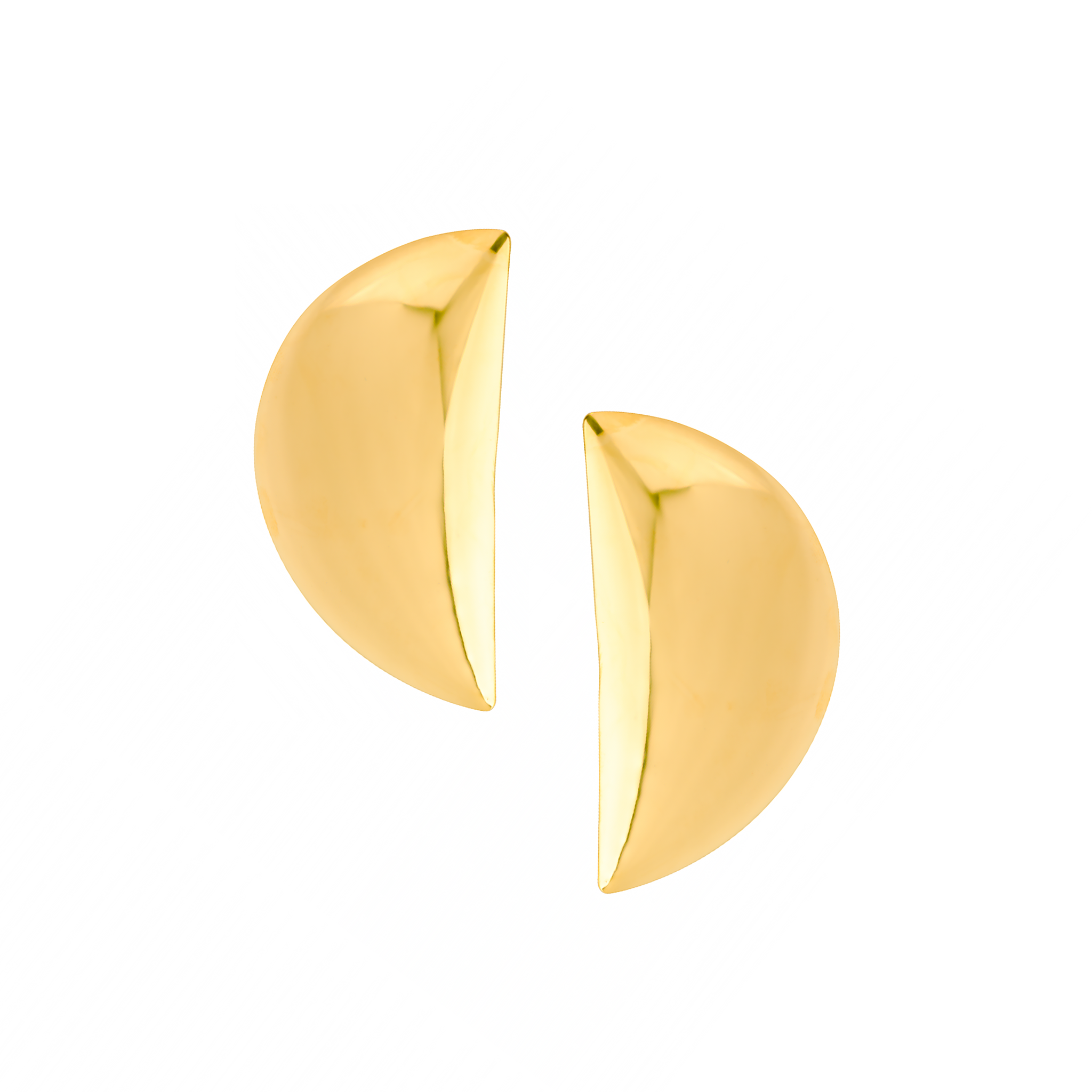 18K gold-plated semi-circle statement earrings showcasing a glossy, dome-shaped design with a split detail for modern elegance.