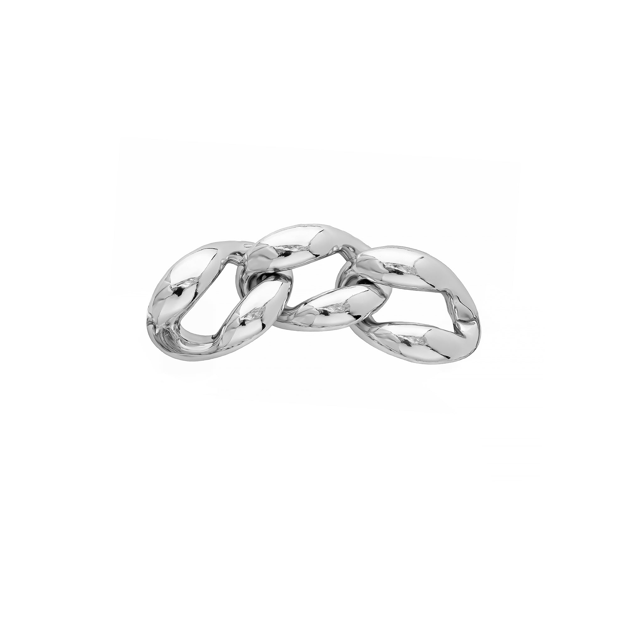 Silver plated chunky chain link choker with a bold design, featuring a thick interwoven structure and a polished finish, laid flat against a white background.