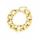 Gold-plated chunky chain choker featuring bold, polished interlocking links and a secure clasp closure, exuding a statement-making luxurious appeal.