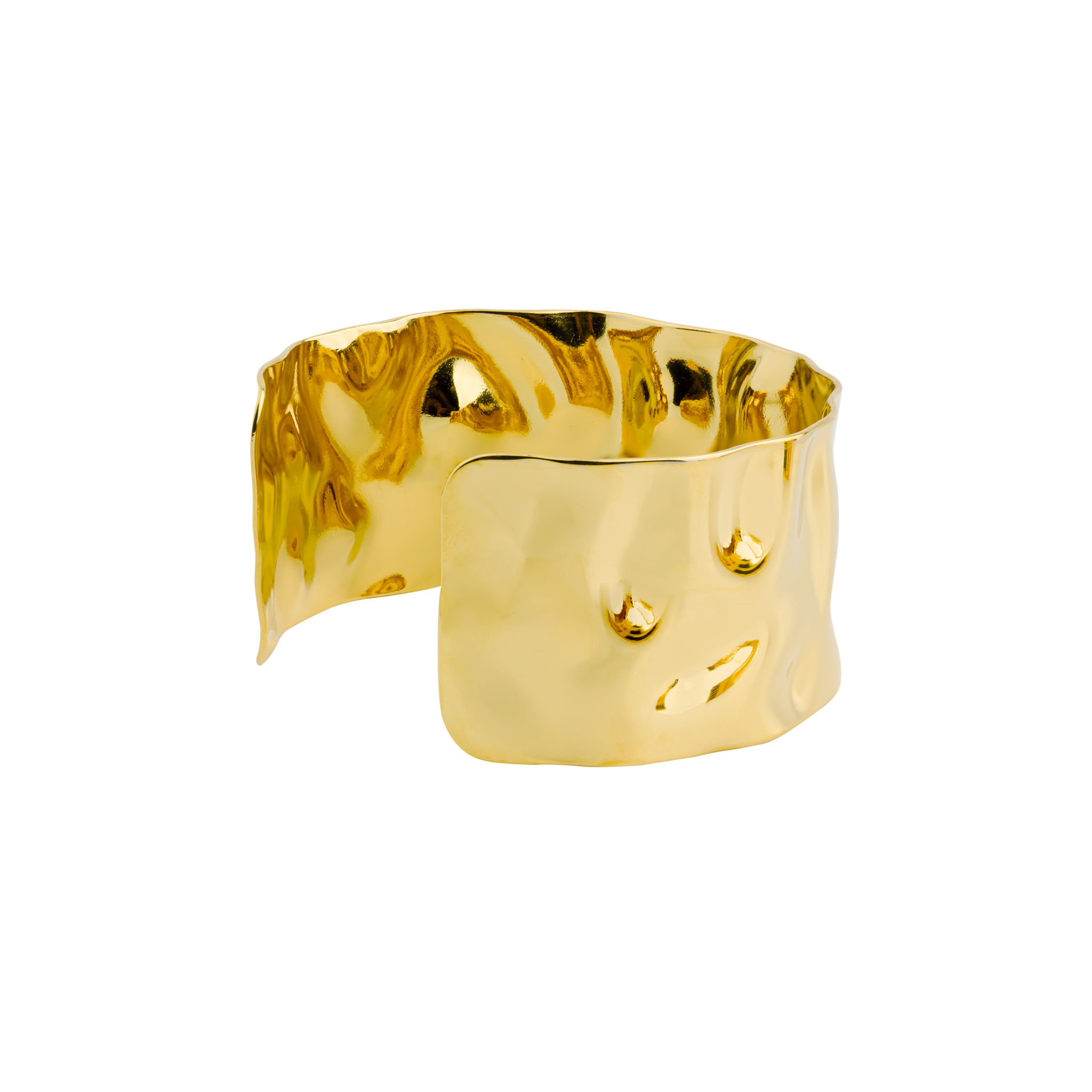 18K gold-plated cuff bracelet featuring a fluid, wavy design with a polished finish, perfect for making a statement.