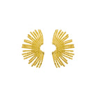 18K gold-plated statement earrings featuring a radiant fan-shaped design with intricate detailing, creating a bold and artistic look.