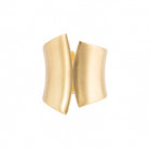 18K gold open cuff bracelet with a bold, curved design and brushed finish.