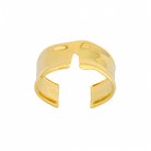 18K gold-plated open cuff bracelet with a modern, fluid silhouette and a high-shine, reflective finish.