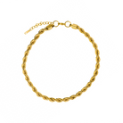 18K gold-plated rope chain necklace featuring a twisted design and adjustable clasp closure.