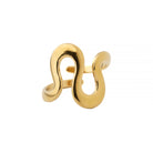 18K gold-plated abstract wave ring featuring a flowing and open-ended design with smooth curves, showcasing modern elegance.