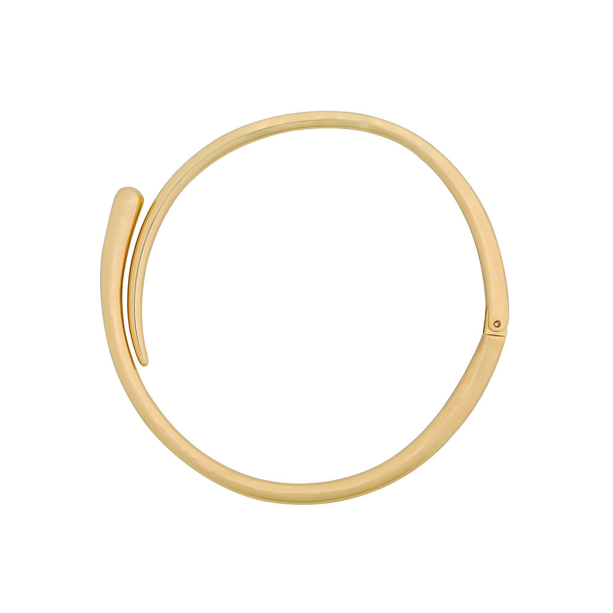 Gold-plated minimalist choker necklace with a sleek, curved design and open-ended structure.