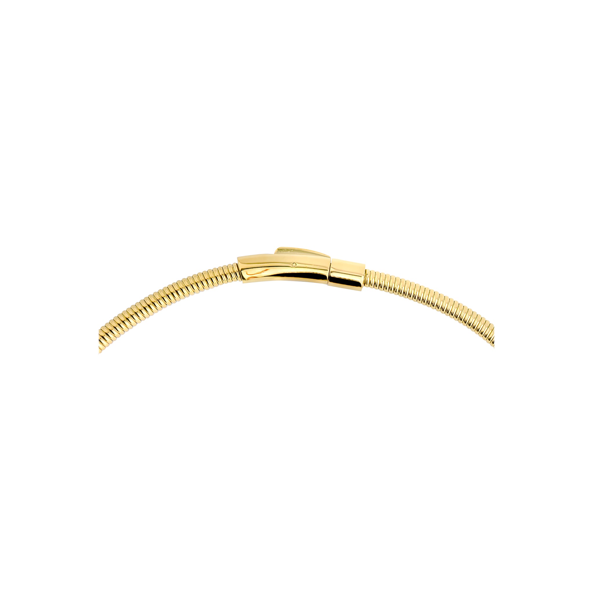 18K gold snake chain necklace with a sleek and minimal design, showcasing its polished and flexible structure.