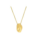 18K gold-plated minimalist necklace featuring a smooth, organic-shaped pendant on a sleek box chain.