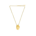 18K gold-plated minimalist necklace featuring a smooth, organic-shaped pendant on a sleek box chain.