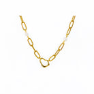 Gold chain necklace on a white background