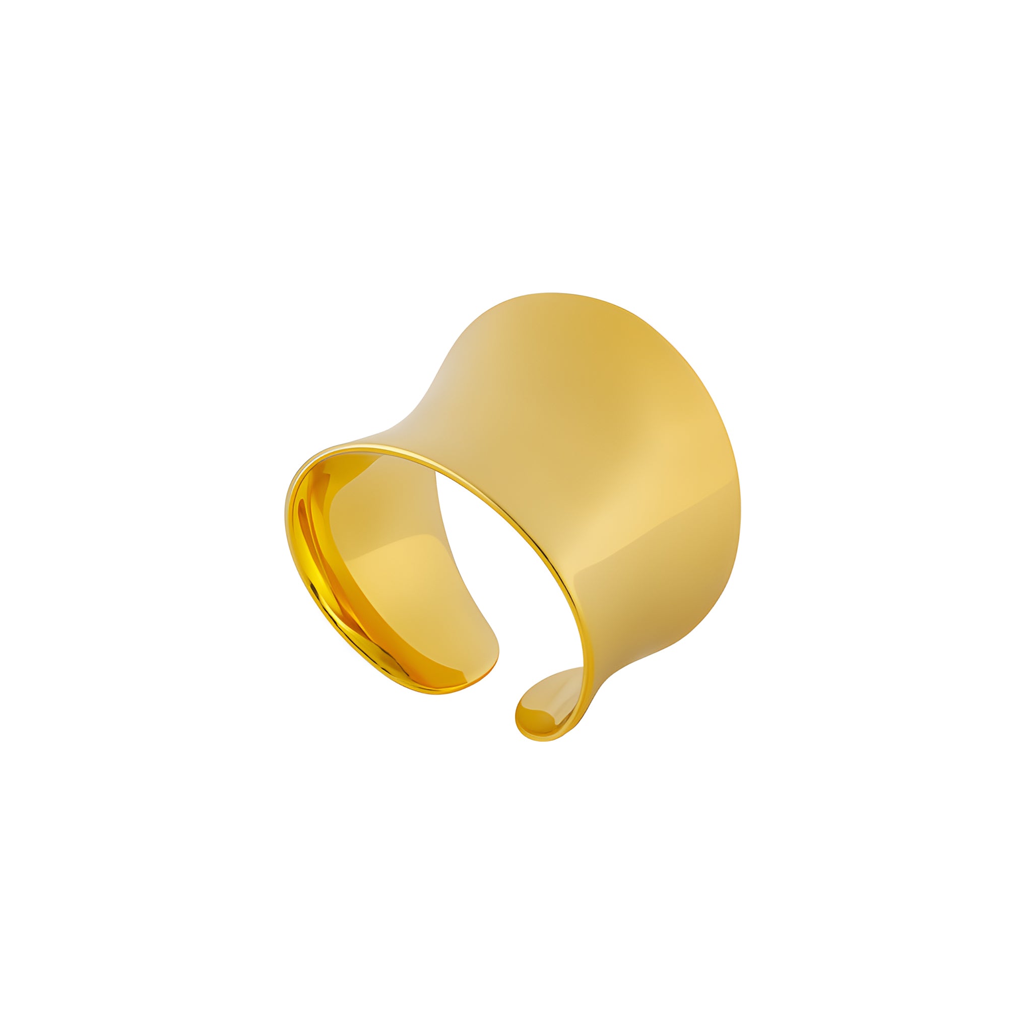 18K gold plated cuff ring on a white background