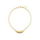 A sleek 18K gold-plated necklace featuring a curved crescent pendant on a slim snake chain with a polished finish.