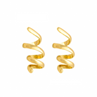 A pair of gold-plated spiral earrings with a bold, twisted design, offering a statement look with smooth, polished curves.