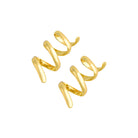 A pair of gold-plated spiral earrings with a bold, twisted design, offering a statement look with smooth, polished curves.